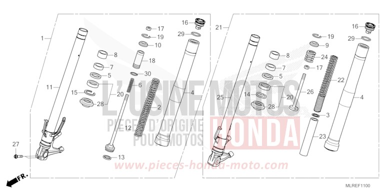 FOURCHETTE AVANT de Hornet 500 PEARL HORIZON WHITE (NHB61) 2026